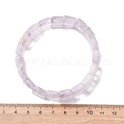 Rectangle Natural Amethyst Beads Stretch Bracelets for Women Men&nbsp;BJEW-Z149-01D