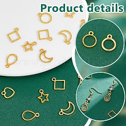 120Pcs 12 Styles Alloy Open Back Bezel Pendants&nbsp;FIND-GA0004-84G