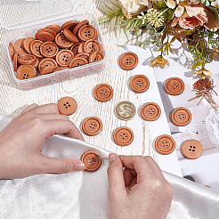 50Pcs Wood Buttons&nbsp;BUTT-GF0004-33