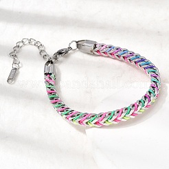 304 Stainless Steel Chain & Nylon Braided Bracelets for Women&nbsp;BJEW-A152-01P