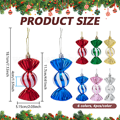 24Pcs 6 Colors Christmas Electroplate Plastic Candy Pendants Decorations&nbsp;KY-BC0001-47