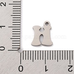 変色しない201ステンレススチールチャーム  レーザー切断  レターチャーム  文字h  10.5x9x1mm  穴：1.2mm&nbsp;STAS-U016-01P-H
