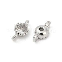 Brass Cubic Zirconia Flat Round Connector Charms&nbsp;LS-KK-H204-02P-04