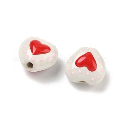 Heart Pattern Handmade Porcelain Enamel Beads&nbsp;PORC-G016-03N