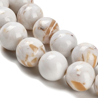 Assembled Synthetic Stone and Trochus Shell Beads Strands&nbsp;G-B128-08C-01-1