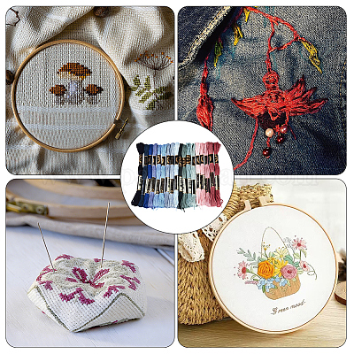 ポリエステル刺繍糸  クロスステッチの糸  セグメント染め  ミックスカラー  0.5~2mm  約8.75ヤード（8m）/かせ  18色  1 かせ/色  18 かせ/セット&nbsp;OCOR-WH20074-13B-06C-1