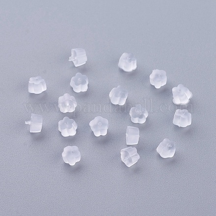 プラスチック製ピアスキャッチ  ピアスバックキャッチ  花  透明  4.5x3mm  穴：0.3mm&nbsp;KY-F010-02-1
