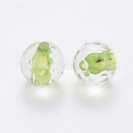 透明なアクリルビーズ  ラウンド  多面カット  黄緑  6x5.5mm  穴：1.4mm  約4160個/500g&nbsp;TACR-S154-11A-83-1