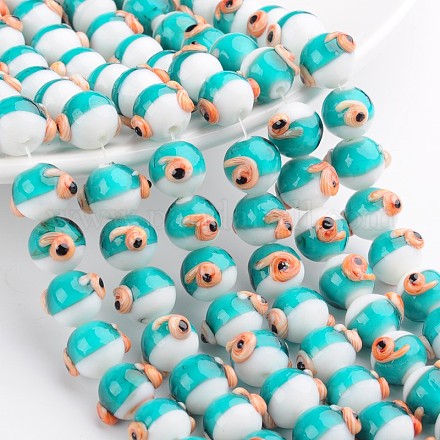 ランプワークビーズ  巻き貝  ダークターコイズ  11~12x15~16mm  穴：1mm&nbsp;LAMP-O015-01-1