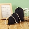 Cloth Packing Pouches, Drawstring Bags, Black, 9x7cm