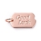 Brass Pendants, Long-Lasting Plated, Rectangle, with WordGood Luck, Real Rose Gold Plated, 15x9x1mm, Hole: 3mm