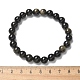 Natural Golden Sheen Obsidian Bead Stretch Bracelets&nbsp;BJEW-K212-B-020-7