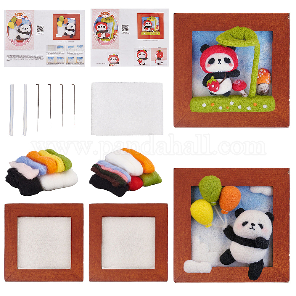 Wholesale 2 Sets 2 Style Panda Photo Frame Needle Felting Kit for ...