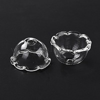 風鈴作り用のガラスビーズコーン  マルチ花弁  花  透明  21~24.5x13mm  穴：2mm&nbsp;GLAA-D002-02E