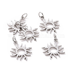 Tarnish Resistant 201 Stainless Steel Solar Eclipse Pendants, Sun, Stainless Steel Color, 17x16x1mm, Hole: 3mm