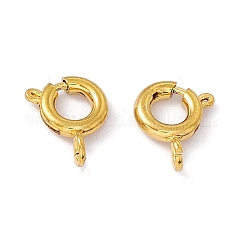 PVD Vacuum Plating 201 Stainless Steel Spring Ring Clasps, Real 18K Gold Plated, 6x1.5mm, Hole: 1.8mm