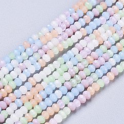 Opaque Glass Beads Strands, Faceted, Rondelle, Mixed Color, 3x2.5mm, Hole: 0.5mm, about 185pcs/strand, 16.54 inch(42cm)