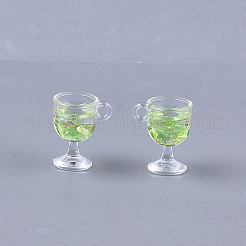 樹脂カップペンダント  金箔  ワイングラス  薄緑  18~18.5x15x12mm  穴：2.5mm&nbsp;X-CRES-S359-10B
