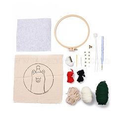 パンチ刺繡スターターキット  プラスチック刺繡フープを含む  合金針  パンチ針ペン  ファブリック  フェルト  スレッダー  水抜きペンと6色の糸  ラマ  ミックスカラー  8~290x1.5~275x1~14.5mm&nbsp;DIY-E039-05