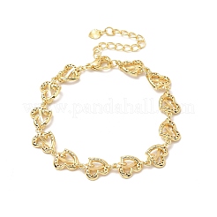 Clear Cubic Zirconia Heart Link Chain Bracelet&nbsp;BJEW-A132-09G