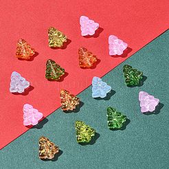 染色・加熱ガラスビーズ40個  金箔  バブル効果  クリスマスツリー  ミックスカラー  16x15x5.5mm  穴：0.8mm&nbsp;GLAA-FS0001-88A