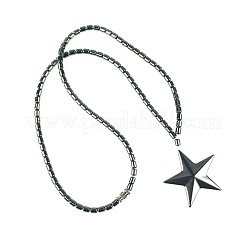 Vintage Synthetic Non-magnetic Hematite Pendant Column Beaded Necklaces&nbsp;IV0667-3
