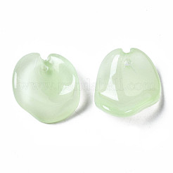 スプレー塗装の模造翡翠ガラスペンダント  花びら  アクアマリン  20~21x18~19x7~8mm  穴：1mm&nbsp;LS-GLAA-N042-003-B01