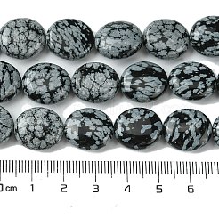 天然石スノーフレークオブシディアンビーズ連売り  フラットオーバル  15~16x13.5~14x6~7mm  穴：1mm  約26個/連  15.79''（40.1センチメートル）&nbsp;G-K365-B15-03