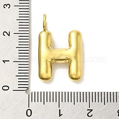 イオンプレーティング（IP）304ステンレスペンダント  14KGP本金メッキ  バルーンレターチャーム  パフイニシャルチャーム  文字h  24x15x5mm  穴：4mm&nbsp;X-STAS-K263-47G-H
