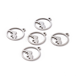 変色しない201ステンレススチールレーザーカットペンダント  山  ステンレス鋼色  17x14.5x1mm  穴：1.5mm.&nbsp;STAS-S105-T901-1S