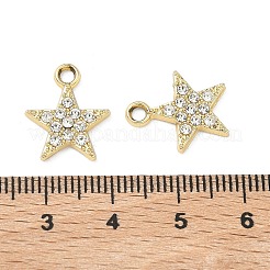 合金ラインストーンペンダント  スターのチャーム  UVメッキ  ゴールドカラー  15.5x13x2mm  穴：2mm&nbsp;ALRI-D303-07G