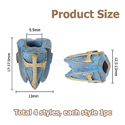 4Pcs 4 Styles Brass European Beads&nbsp;KK-HS0002-03