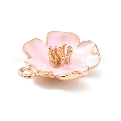 合金エナメルチャーム  ハイビスカスの花  ライトゴールド  ピンク  23x19.5x6mm  穴：2mm&nbsp;ENAM-E361-01KCG-01