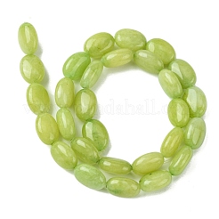 天然石翡翠ビーズ連売り  染め  フラットオーバル  緑黄  14x10~10.5x6~6.5mm  穴：1mm  約29個/連  15.94''（40.5センチメートル）&nbsp;G-K365-B03-01