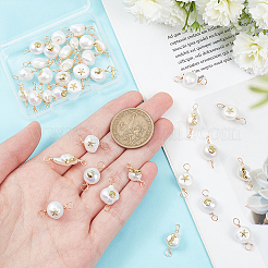 36Pcs 3 Styles Grade AA Natural Cultured Freshwater Pearl Connector Charms with Golden Tone Alloy Slices&nbsp;FIND-BC0004-55