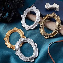 4個4色楕円形レトロ樹脂フォトフレーム  写真用エンボス写真小道具壁の装飾アクセサリー  ミックスカラー  120x98x10mm  1pc /カラー&nbsp;AJEW-FG0001-48