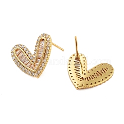 Rack Plating Heart Brass Stud Earrings&nbsp;EJEW-N055-37G-RS