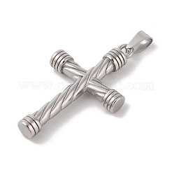 304ステンレススチール製ビッグペンダント  クロスチャーム  宗教  ステンレス鋼色  50x29x6.5mm  穴：7.5x4mm&nbsp;STAS-M068-15P