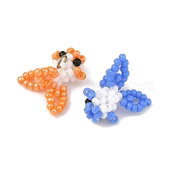 ミユキ丸型ガラスシードビーズガラスペンダント  金魚チャーム  304ステンレススチール製ジャンプリング付き  ミックスカラー  9.5x16.5x14.5mm  穴：2.5mm&nbsp;PALLOY-MZ01451