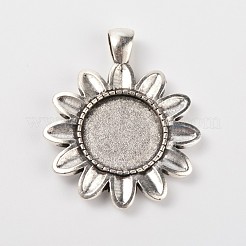 Sun Flower Alloy Pendant Cabochon Settings and Half Round/Dome Clear Glass Cabochons&nbsp;DIY-X0222-AS
