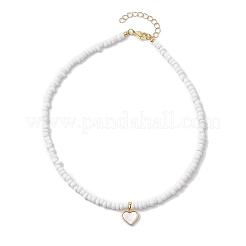 Bohemia Freshwater Shell Heart Pendant Necklaces&nbsp;NJEW-JN04774