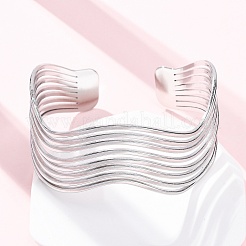 女性用304ステンレススチールカフバングル  ステンレス鋼色  1-1/8インチ（2.8cm）  内径：2インチ（5.1cm）&nbsp;BJEW-D306-05P