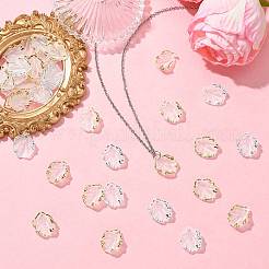 200色のフロストプラスチック製の花びらペンダント2個  金/銀の金属で覆われた  ミックスカラー  17x15x4mm  穴：1.6mm  100個/カラー&nbsp;KY-FS0001-49