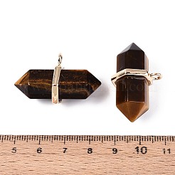 Natural Tiger Eye Double Terminal Pointed Pendants&nbsp;G-N345-09I