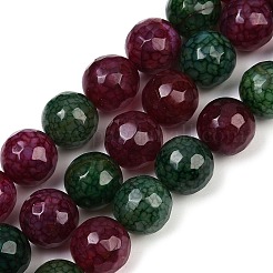 天然石瑪瑙ビーズ連売り  ラウンド  染め  多面カット  グリーン  濃いピンク  14mm  穴：1.4mm  約28個/連  15.43''（39.2センチメートル）&nbsp;G-U029-B01