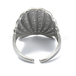 304ステンレススチールカフリング  シェル  ステンレス鋼色  調整可能  2.5mm&nbsp;RJEW-M019-01P