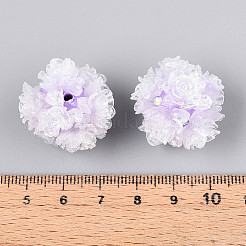 Polymer Clay Rhinestone Beads with Embossed Resin Roses&nbsp;RESI-T059-01A