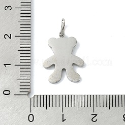 304ステンレススチールエナメルペンダント  ステンレス鋼色  フローラルホワイト  クマのチャーム  17x13x1.5mm  穴：4mm&nbsp;STAS-A145-01L-P