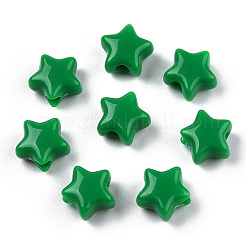 不透明なアクリルビーズ  スター  グリーン  9x9.5x5.5mm  穴：2.5mm  約2050個/500g&nbsp;MACR-T047-01-18