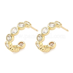 Brass Micro Pave Clear Cubic Zirconia Stud Earrings&nbsp;X-EJEW-G452-07G